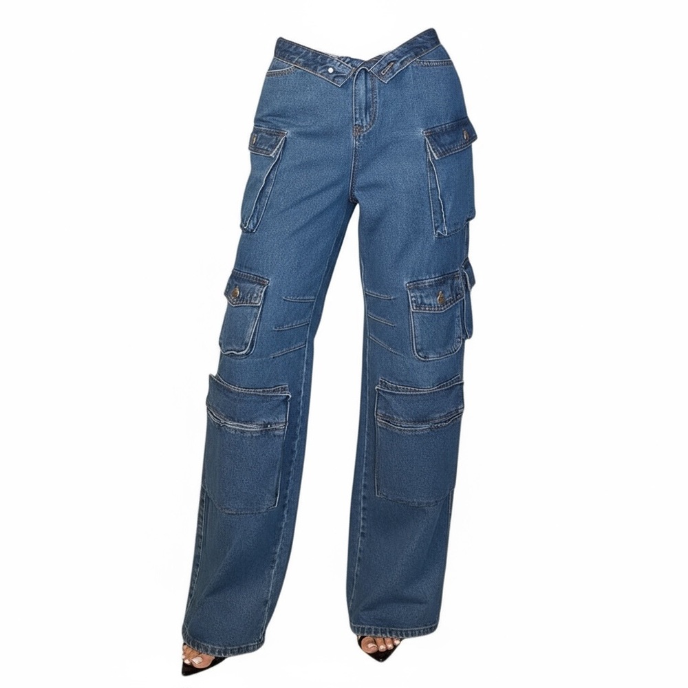 Lily High Waist CargoPants MediumBlue Wash Stylish Denim jeans.
Size 13 regular - Picture 6 of 9